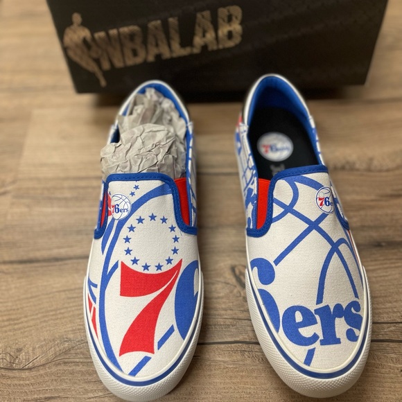 Philadelphia 76ers Slip-On Canvas Shoes - White - Size 9 - Picture 3 of 6